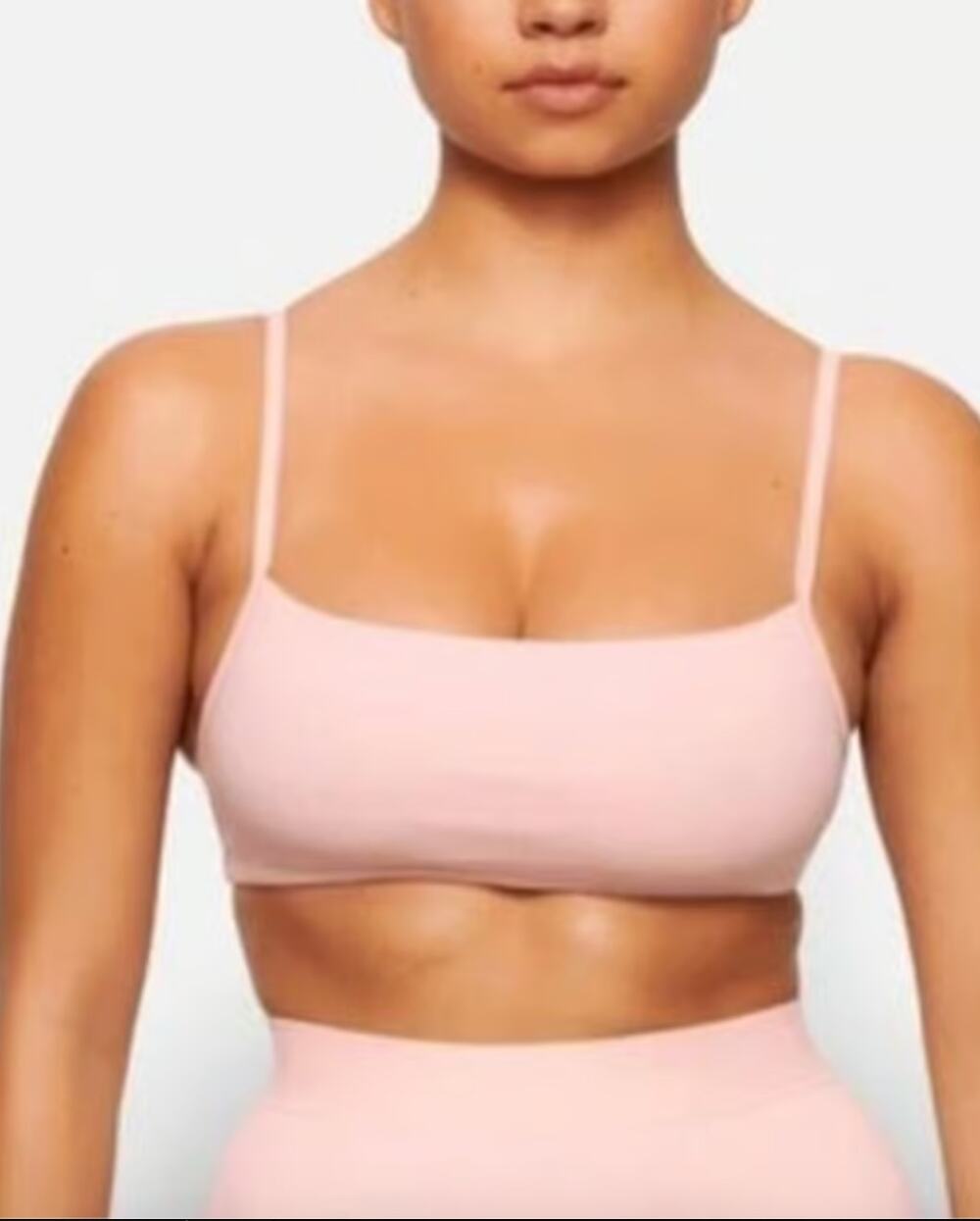 Skims  Logo Pointelle Square Neck Bralette Nude Pale Pink Size Large L